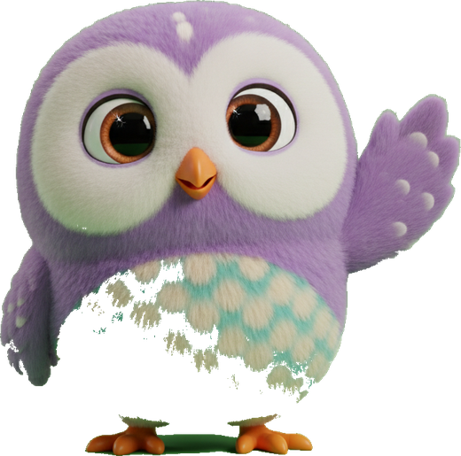 Finn the Studyfin owl waving